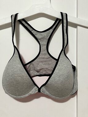 Fruit of the Loom Gray Racerback Bra with Black Trim